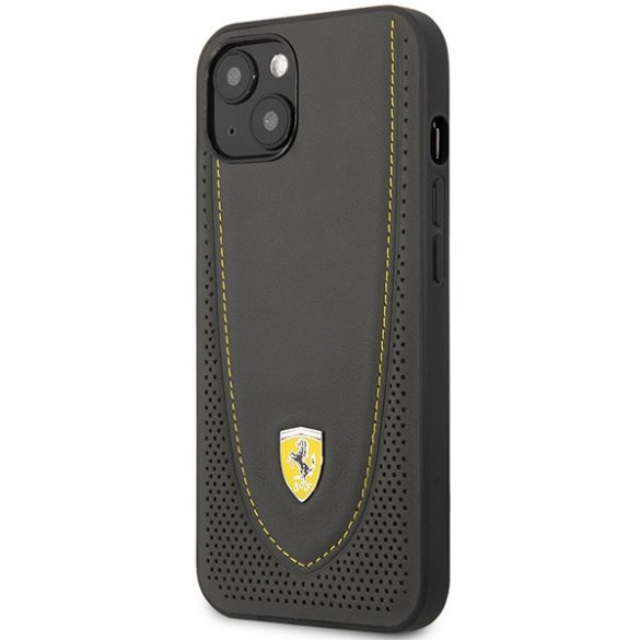Ferrari FEHCP13MRGOG iPhone 13 / 14 / 15 6.1" fekete keménytok bőr ívelt vonalú