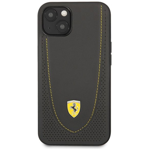 Ferrari FEHCP13MRGOG iPhone 13 / 14 / 15 6.1" fekete keménytok bőr ívelt vonalú