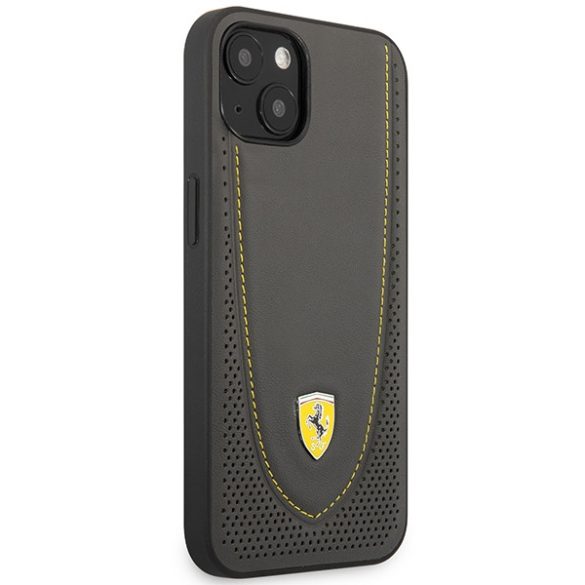 Ferrari FEHCP13MRGOG iPhone 13 / 14 / 15 6.1" fekete keménytok bőr ívelt vonalú