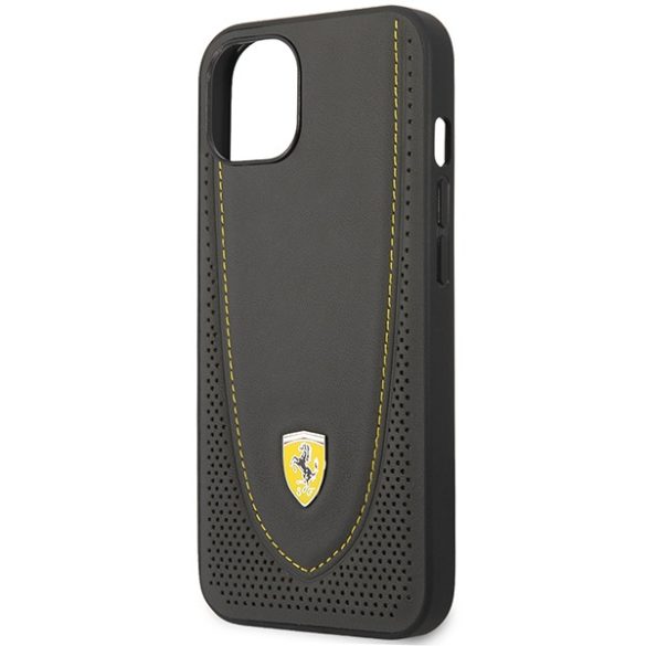 Ferrari FEHCP13MRGOG iPhone 13 / 14 / 15 6.1" fekete keménytok bőr ívelt vonalú