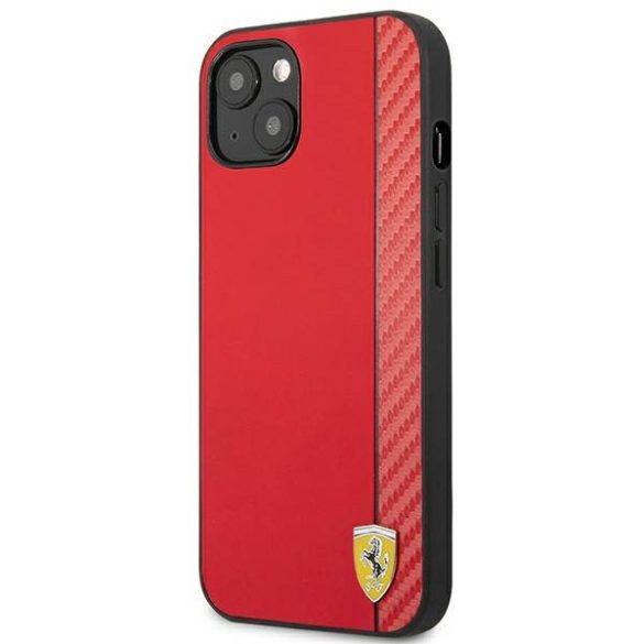 Ferrari FESAXHCP13MRE iPhone 13 / 14 / 15 6.1" piros keménytok On Track Carbon Stripe