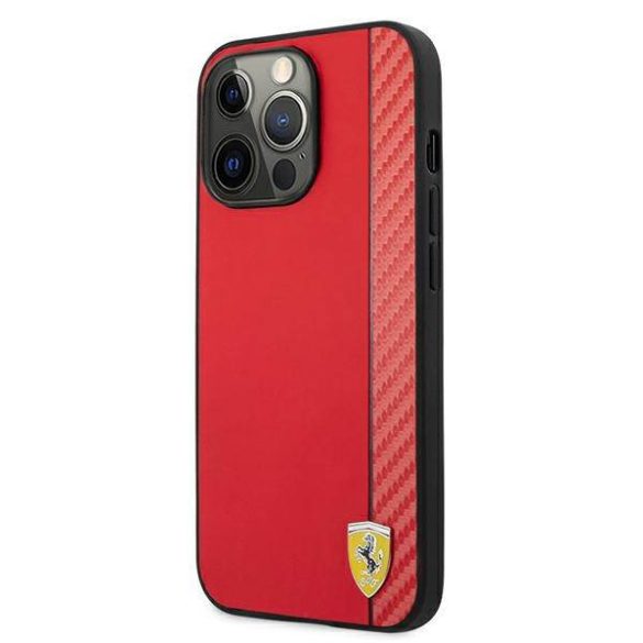 Ferrari FESAXHCP13XRE iPhone 13 Pro Max 6,7" piros  On Track Carbon csíkos keménytok