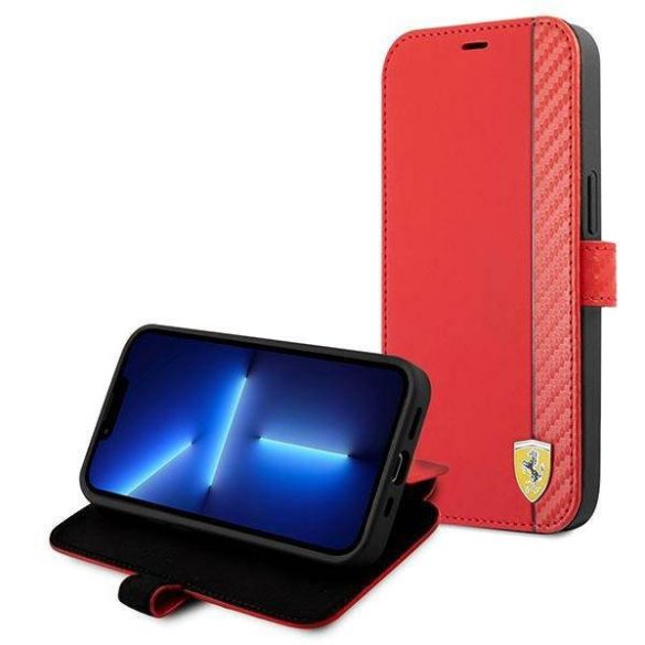 Ferrari FESAXFLBKP13SRE iPhone 13 mini 5,4" piros On Track csíkos könyvtok