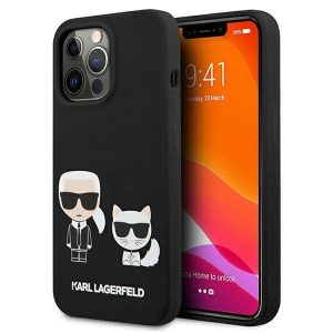 Karl Lagerfeld KLHCP13XSSKCK iPhone 13 Pro Max 6,7" keménytok fekete szilikon Karl & Choupette tok