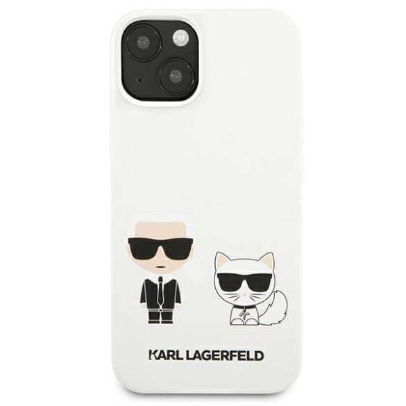 Karl Lagerfeld KLHCP13SSSKSKCW iPhone 13 mini 5,4" keménytok fehér szilikon Karl & Choupette tok