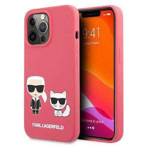 Karl Lagerfeld KLHCP13LSSKCP iPhone 13 Pro / 13 6,1" keménytok rózsaszín szilikon Karl & Choupette tok