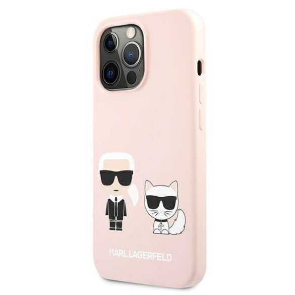 Karl Lagerfeld KLHCP13LSSKCI iPhone 13 Pro / 13 6,1" keménytok világos rózsaszín szilikon Karl & Choupette tok