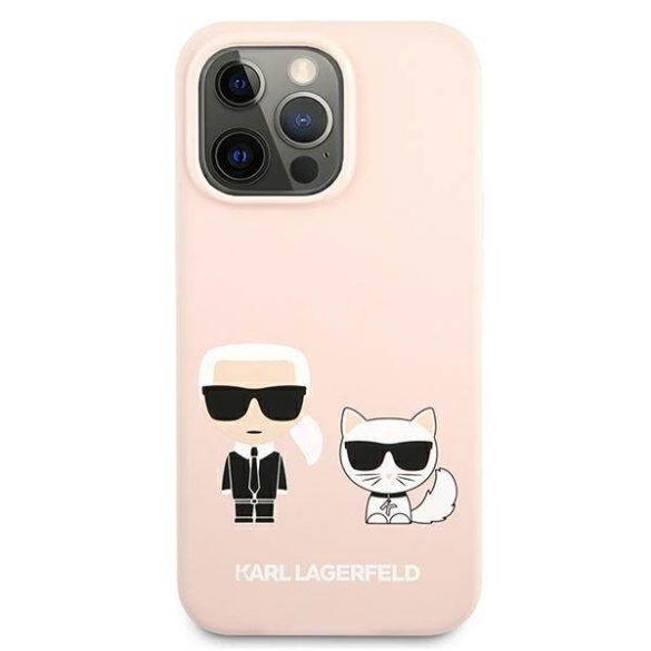 Karl Lagerfeld KLHCP13LSSKCI iPhone 13 Pro / 13 6,1" keménytok világos rózsaszín szilikon Karl & Choupette tok