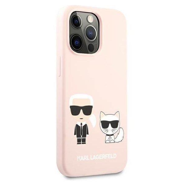 Karl Lagerfeld KLHCP13LSSKCI iPhone 13 Pro / 13 6,1" keménytok világos rózsaszín szilikon Karl & Choupette tok