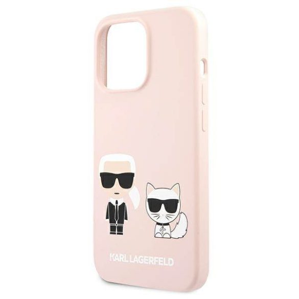 Karl Lagerfeld KLHCP13LSSKCI iPhone 13 Pro / 13 6,1" keménytok világos rózsaszín szilikon Karl & Choupette tok