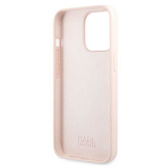 Karl Lagerfeld KLHCP13LSSKCI iPhone 13 Pro / 13 6,1" keménytok világos rózsaszín szilikon Karl & Choupette tok