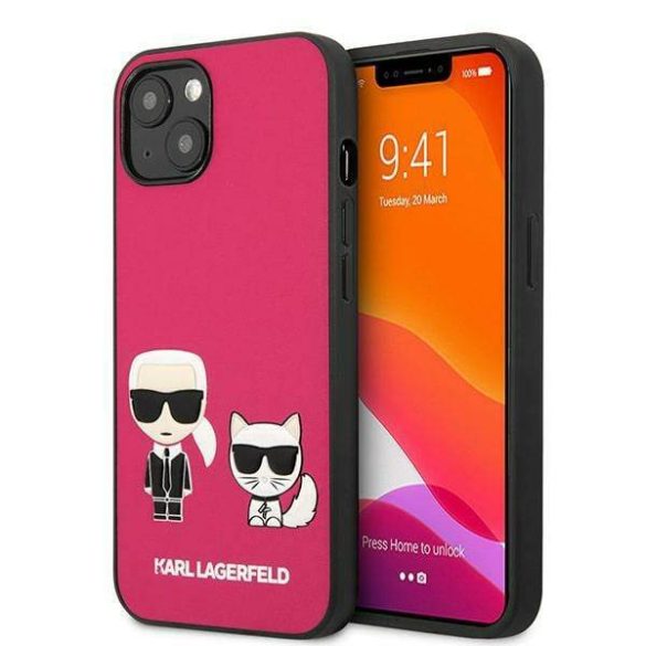 Karl Lagerfeld KLHCP13MPCUSKCP iPhone 13 / 14 / 15 6,1" fukszia keménytok ikonikus Karl & Choupette ikonikus Karl & Choupette