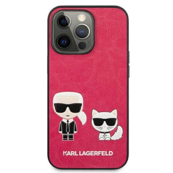 Karl Lagerfeld KLHCP13LPCUSKCP iPhone 13 Pro / 13 6,1" fukszia keménytok ikonikus Karl & Choupette