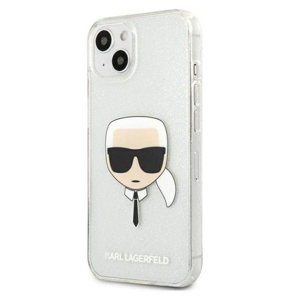 Karl Lagerfeld KLHCP13SKHTUGLS iPhone 13 mini 5,4" ezüst csillogós keménytok Karl Lagerfeld fej