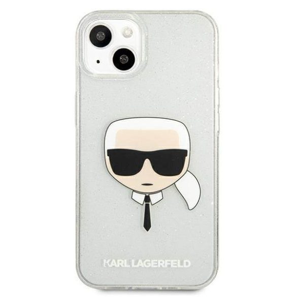 Karl Lagerfeld KLHCP13SKHTUGLS iPhone 13 mini 5,4" ezüst csillogós keménytok Karl Lagerfeld fej