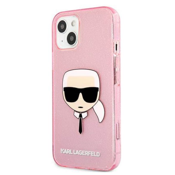 Karl Lagerfeld KLHCP13SKHTUGLP iPhone 13 mini 5,4" rózsaszín csillogós keménytok Karl Lagerfeld fej