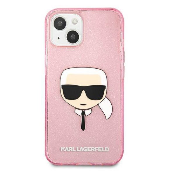 Karl Lagerfeld KLHCP13SKHTUGLP iPhone 13 mini 5,4" rózsaszín csillogós keménytok Karl Lagerfeld fej