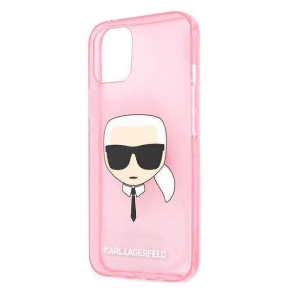 Karl Lagerfeld KLHCP13SKHTUGLP iPhone 13 mini 5,4" rózsaszín csillogós keménytok Karl Lagerfeld fej