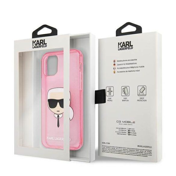 Karl Lagerfeld KLHCP13SKHTUGLP iPhone 13 mini 5,4" rózsaszín csillogós keménytok Karl Lagerfeld fej