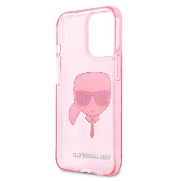 Karl Lagerfeld KLHCP13XKHTUGLP iPhone 13 Pro Max 6,7" rózsaszín csillogós keménytok Karl Lagerfeld fej