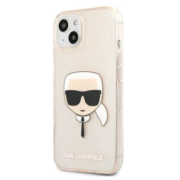 Karl Lagerfeld KLHCP13MKHTUGLGO iPhone 13 / 14 / 15 6,1" arany keménytok csillogó Karl's Head