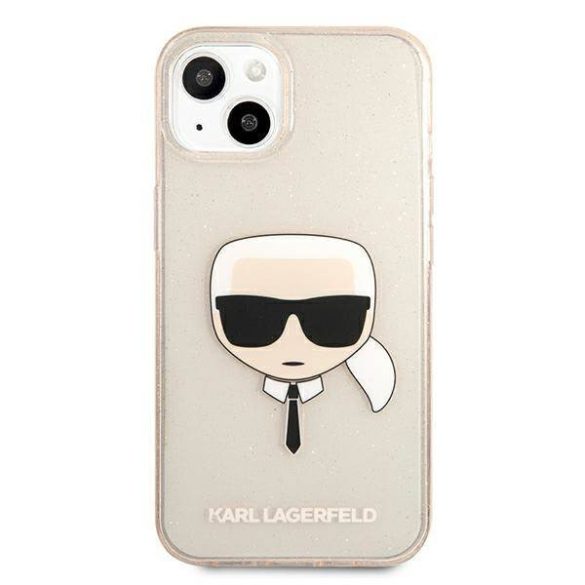 Karl Lagerfeld KLHCP13MKHTUGLGO iPhone 13 / 14 / 15 6,1" arany keménytok csillogó Karl's Head