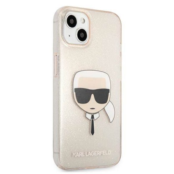 Karl Lagerfeld KLHCP13MKHTUGLGO iPhone 13 / 14 / 15 6,1" arany keménytok csillogó Karl's Head