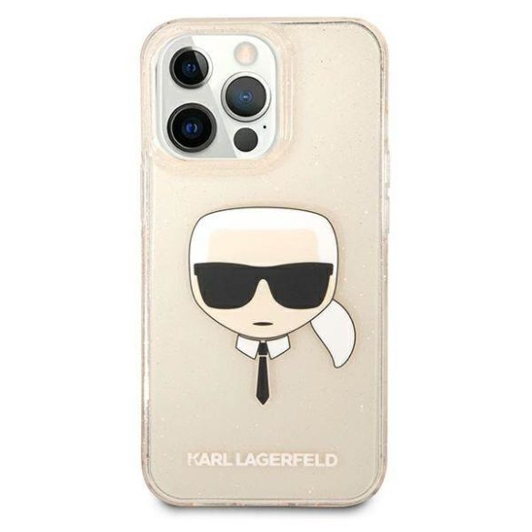 Karl Lagerfeld KLHCP13LKHTUGLGO iPhone 13 Pro / 13 6,1" arany csillogós keménytok Karl Lagerfeld fej