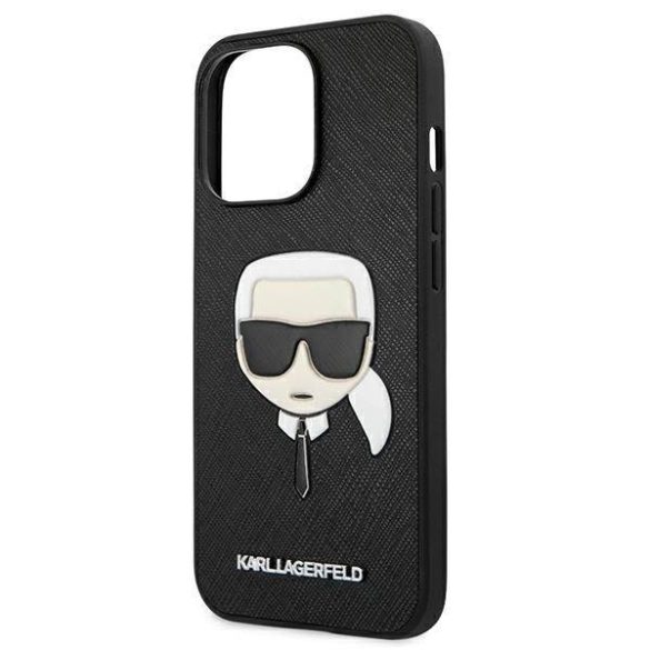 Karl Lagerfeld KLHCP13LSAKHBK iPhone 13 Pro / 13 6,1" fekete keménytok Saffiano ikonikus Karl Lagerfeld fej