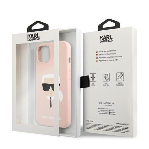 Karl Lagerfeld KLHCP13SSLKHLP iPhone 13 mini 5,4" világos rózsaszín szilikon keménytok Karl Lagerfeld fej