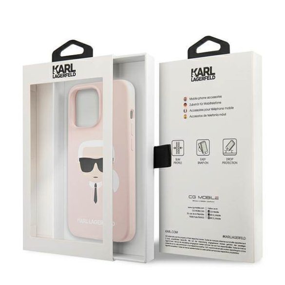 Karl Lagerfeld KLHCP13LSLKHLP iPhone 13 Pro / 13 6,1" világos rózsaszín szilikon keménytok Karl Lagerfeld fej