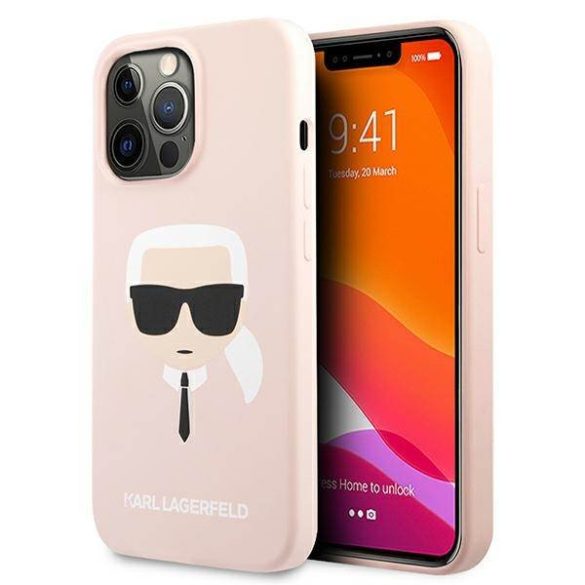 Karl Lagerfeld KLHCP13XSLKHLP iPhone 13 Pro Max 6,7" világos rózsaszín szilikon keménytok Karl Lagerfeld fej