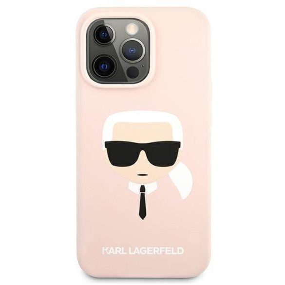 Karl Lagerfeld KLHCP13XSLKHLP iPhone 13 Pro Max 6,7" világos rózsaszín szilikon keménytok Karl Lagerfeld fej