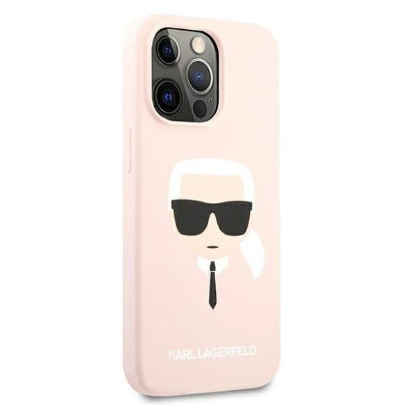 Karl Lagerfeld KLHCP13XSLKHLP iPhone 13 Pro Max 6,7" világos rózsaszín szilikon keménytok Karl Lagerfeld fej