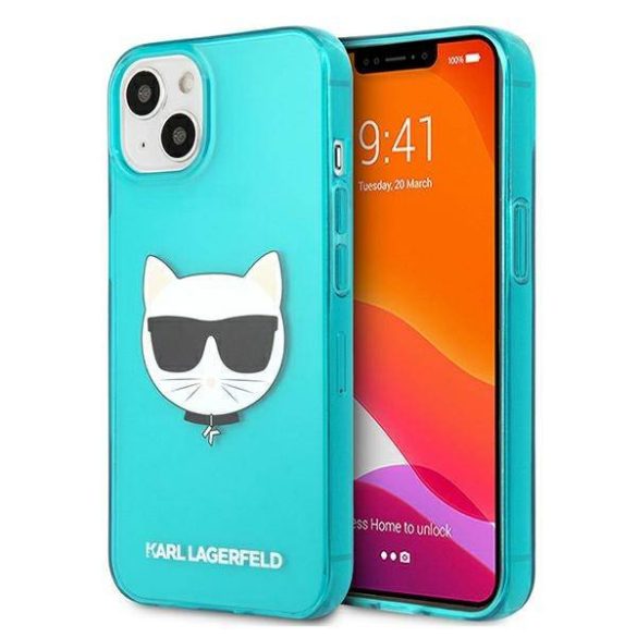 Karl Lagerfeld KLHCP13SCHTRB iPhone 13 mini 5,4" kék csillogó Choupette Fluo keménytok