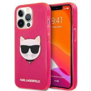 Karl Lagerfeld KLHCP13XCHTRP iPhone 13 Pro Max 6,7" rózsaszín csillogó Choupette Fluo keménytok