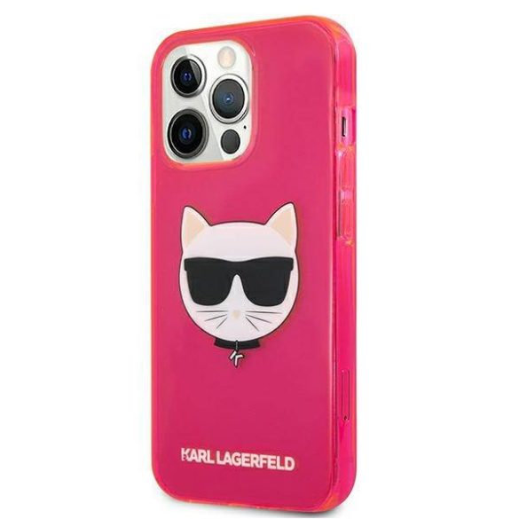 Karl Lagerfeld KLHCP13XCHTRP iPhone 13 Pro Max 6,7" rózsaszín csillogó Choupette Fluo keménytok