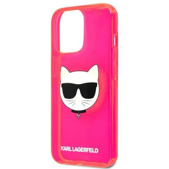 Karl Lagerfeld KLHCP13XCHTRP iPhone 13 Pro Max 6,7" rózsaszín csillogó Choupette Fluo keménytok