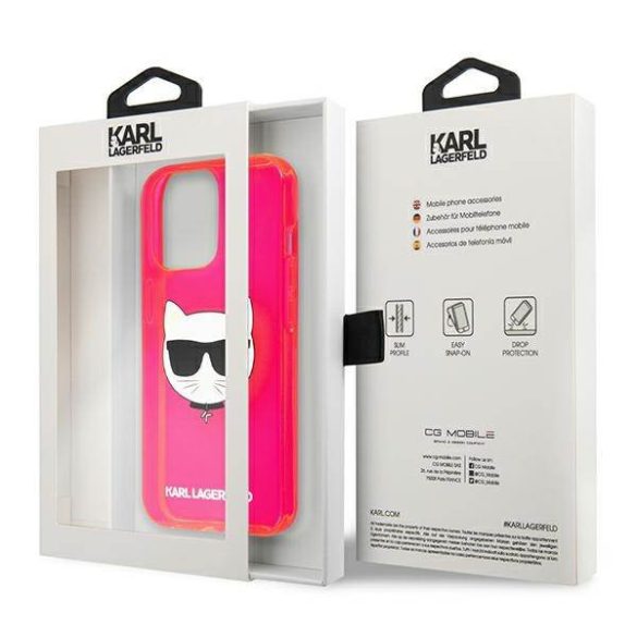 Karl Lagerfeld KLHCP13XCHTRP iPhone 13 Pro Max 6,7" rózsaszín csillogó Choupette Fluo keménytok