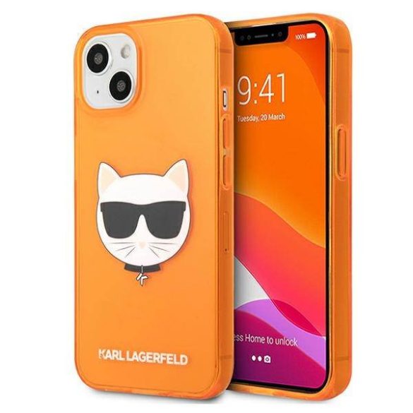 Karl Lagerfeld KLHCP13SCHTRO iPhone 13 mini 5,4" narancssárga csillogó Choupette Fluo keménytok