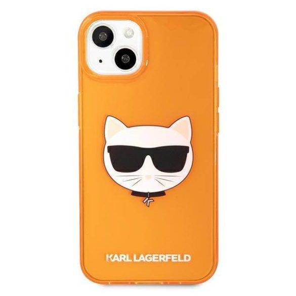 Karl Lagerfeld KLHCP13SCHTRO iPhone 13 mini 5,4" narancssárga csillogó Choupette Fluo keménytok