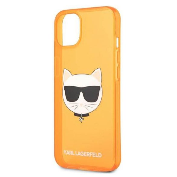 Karl Lagerfeld KLHCP13SCHTRO iPhone 13 mini 5,4" narancssárga csillogó Choupette Fluo keménytok