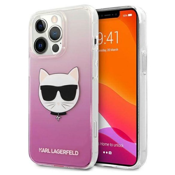 Karl Lagerfeld KLHCP13LCTRP iPhone 13 Pro / 13 6,1" keménytok rózsaszín Choupette fej tok