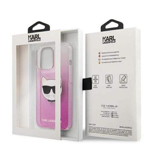 Karl Lagerfeld KLHCP13LCTRP iPhone 13 Pro / 13 6,1" keménytok rózsaszín Choupette fej tok