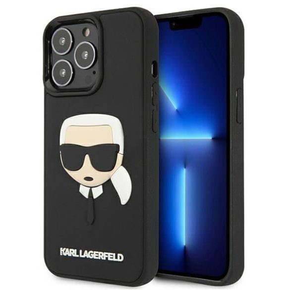 Karl Lagerfeld KLHCP13LKH3DBK iPhone 13 Pro / 13 6,1" fekete keménytok 3D gumiból készült Karl Lagerfeld fej