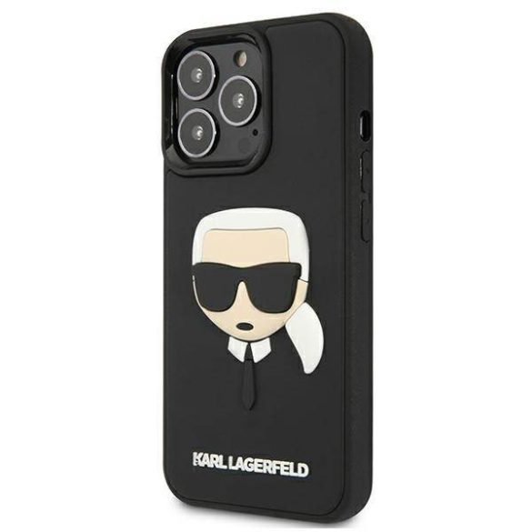 Karl Lagerfeld KLHCP13LKH3DBK iPhone 13 Pro / 13 6,1" fekete keménytok 3D gumiból készült Karl Lagerfeld fej