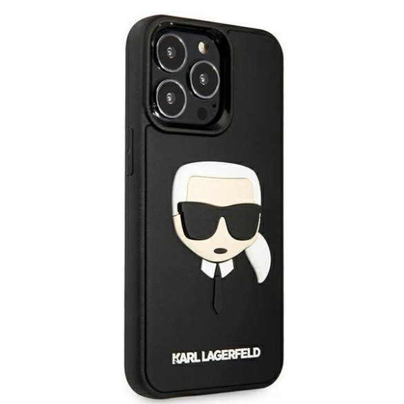 Karl Lagerfeld KLHCP13LKH3DBK iPhone 13 Pro / 13 6,1" fekete keménytok 3D gumiból készült Karl Lagerfeld fej