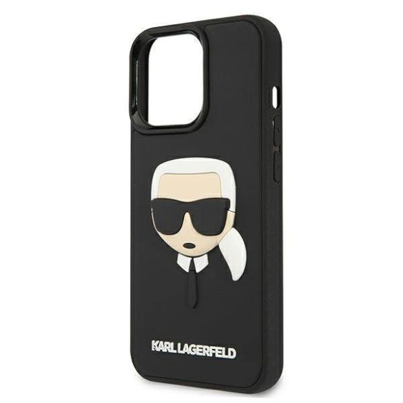 Karl Lagerfeld KLHCP13LKH3DBK iPhone 13 Pro / 13 6,1" fekete keménytok 3D gumiból készült Karl Lagerfeld fej