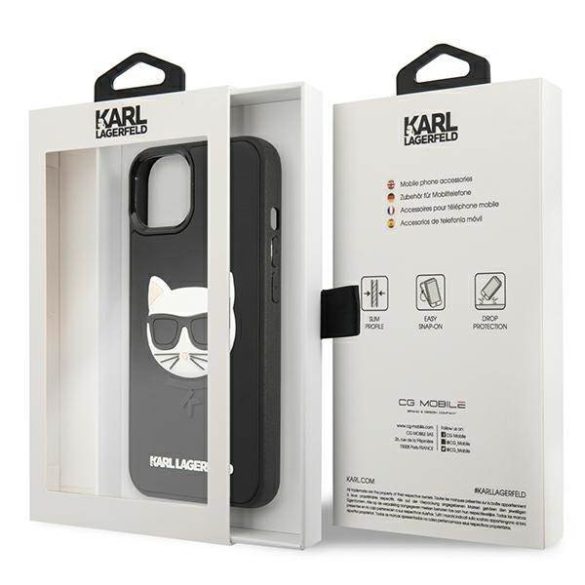 Karl Lagerfeld KLHCP13SCH3DBK 13 mini 5,4" fekete keménytok 3D gumi Choupette