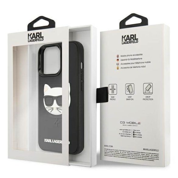 Karl Lagerfeld KLHCP13LCH3DBK 13 Pro / 13 6,1" fekete keménytok 3D gumiból készült Choupette